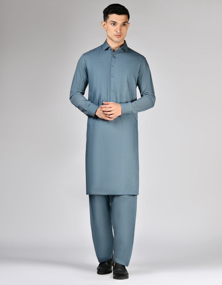 DENIM GREY BLENDED UNSTITCHED KAMEEZ SHALWAR FABRIC | JJMS-2887