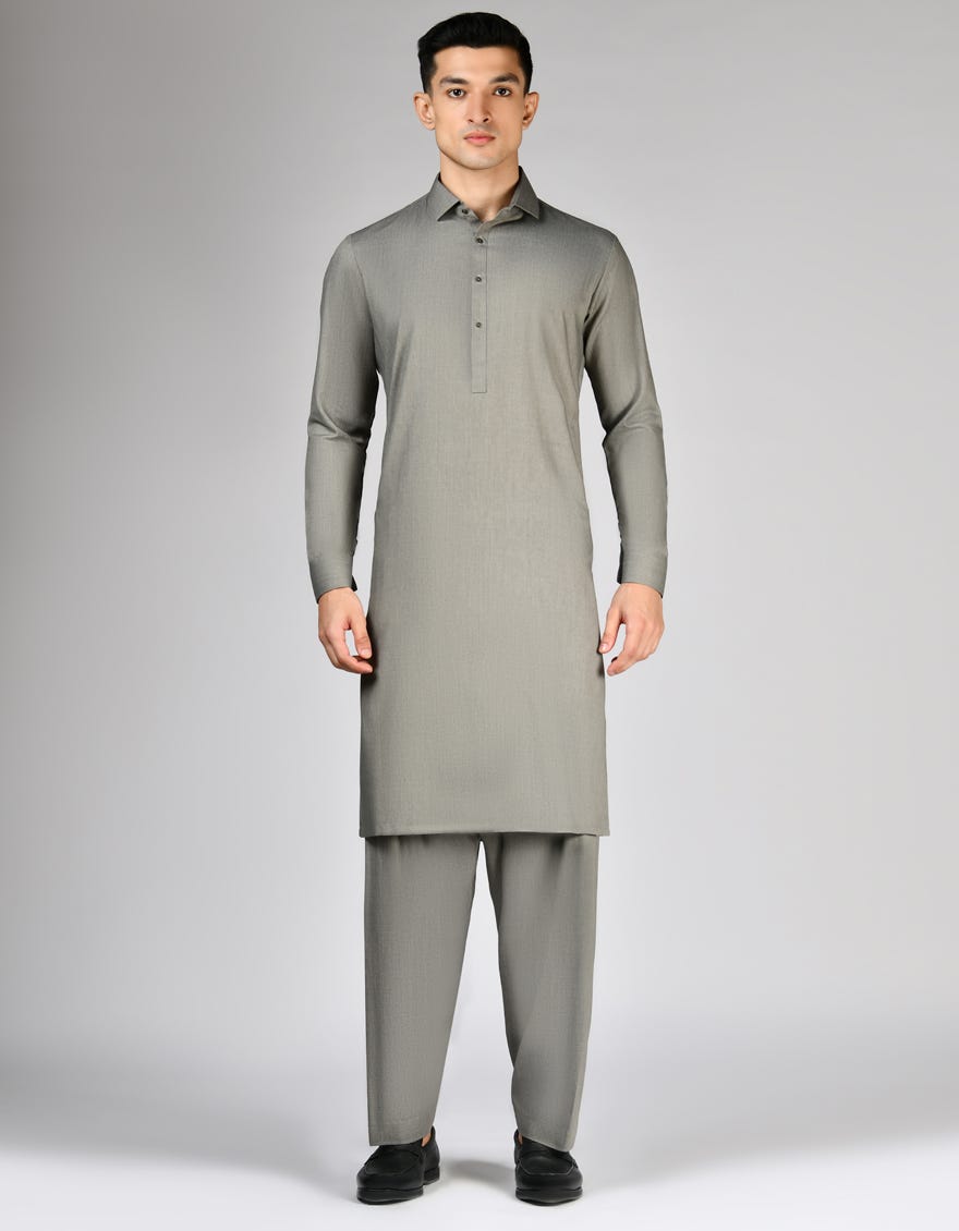 PEBBLE GREY BLENDED UNSTITCHED KAMEEZ SHALWAR FABRIC | JJMS-2890