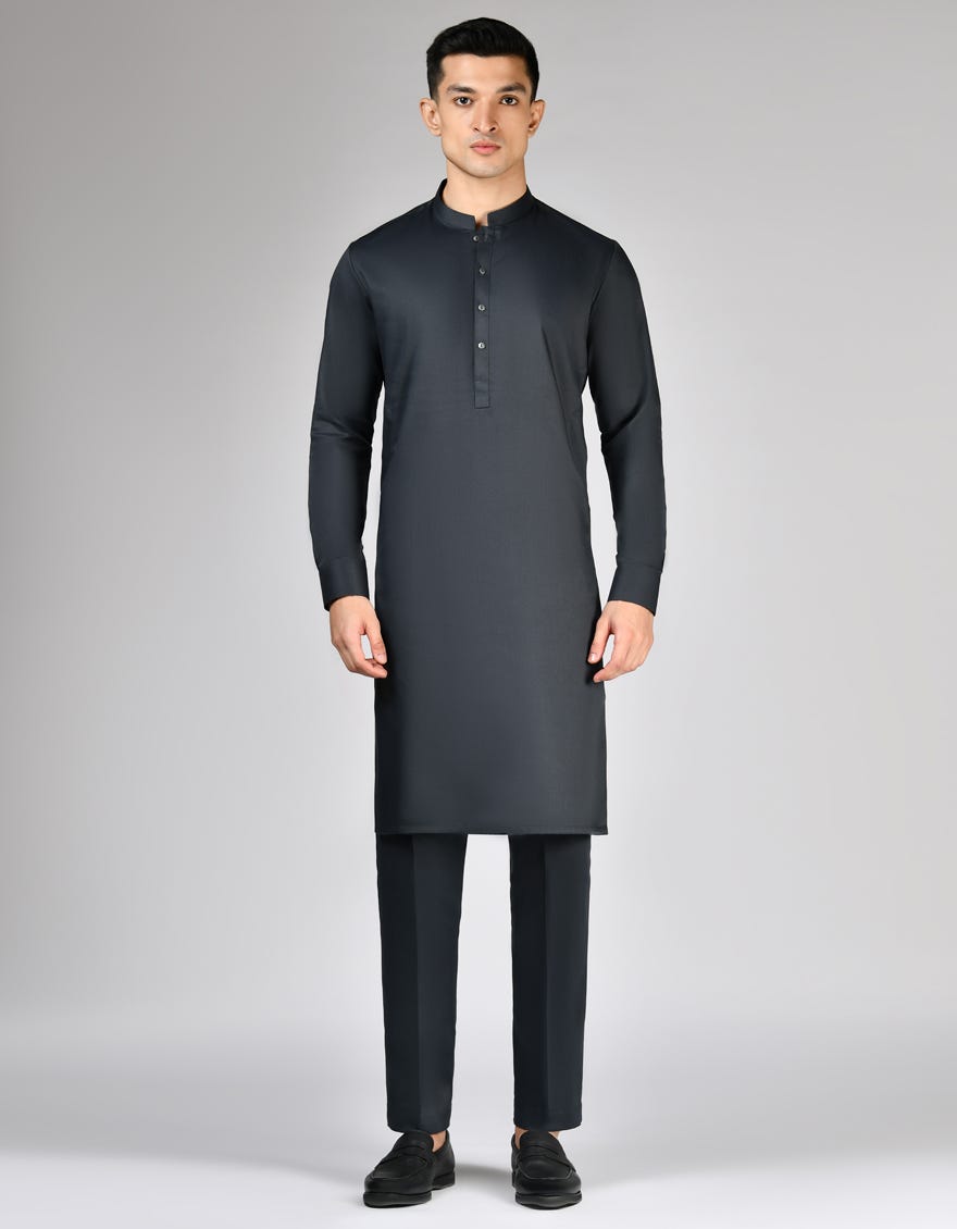 CHARCOAL GREY BLENDED UNSTITCHED KAMEEZ SHALWAR FABRIC | JJMS-2897