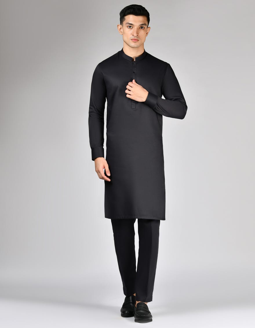 BLACK BLENDED UNSTITCHED KAMEEZ SHALWAR FABRIC | JJMS-2898