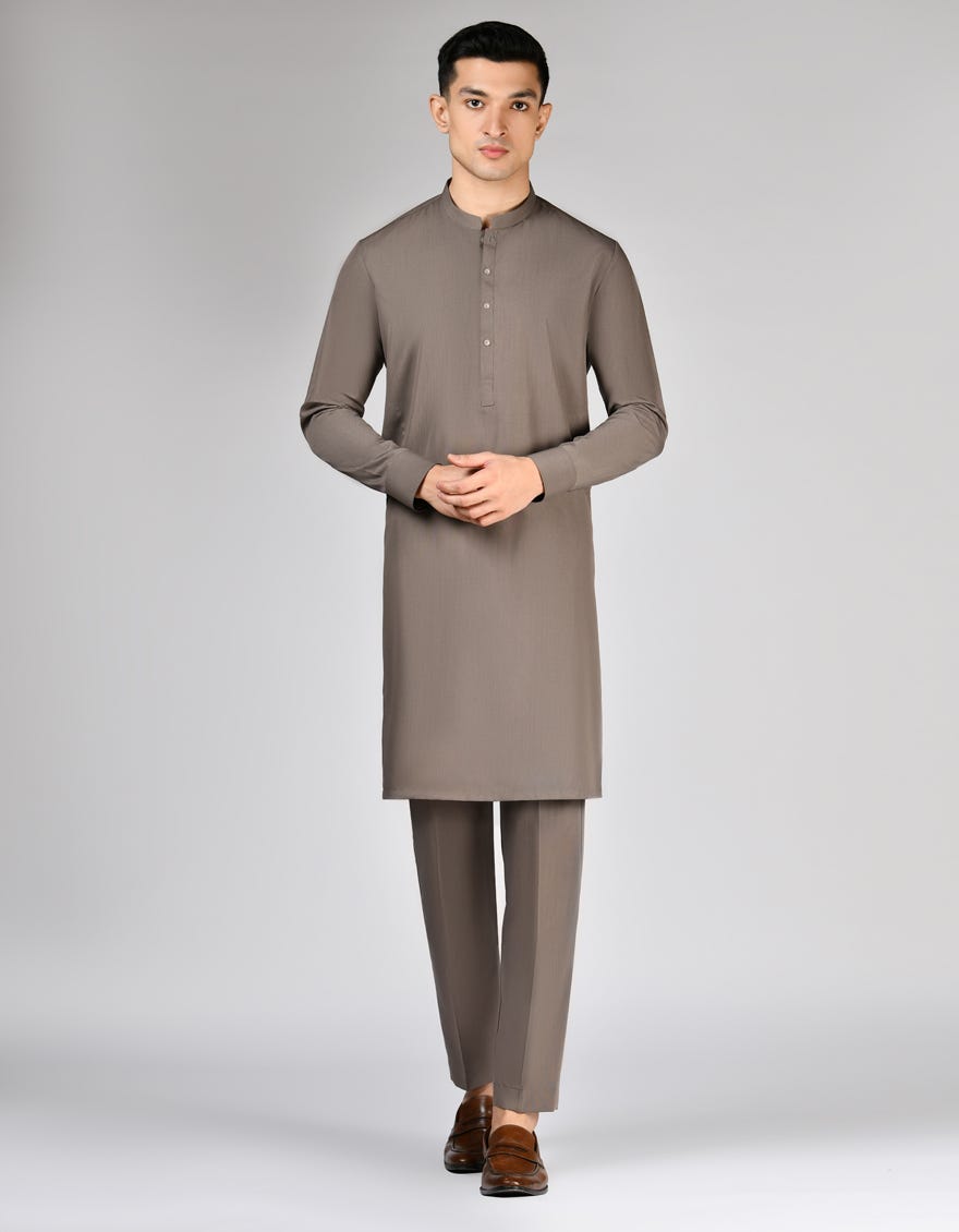 CHESTNUT BROWN BLENDED UNSTITCHED KAMEEZ SHALWAR FABRIC | JJMS-2903