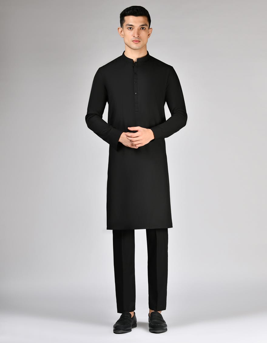 BLACK BLENDED UNSTITCHED KAMEEZ SHALWAR FABRIC | JJMS-2905