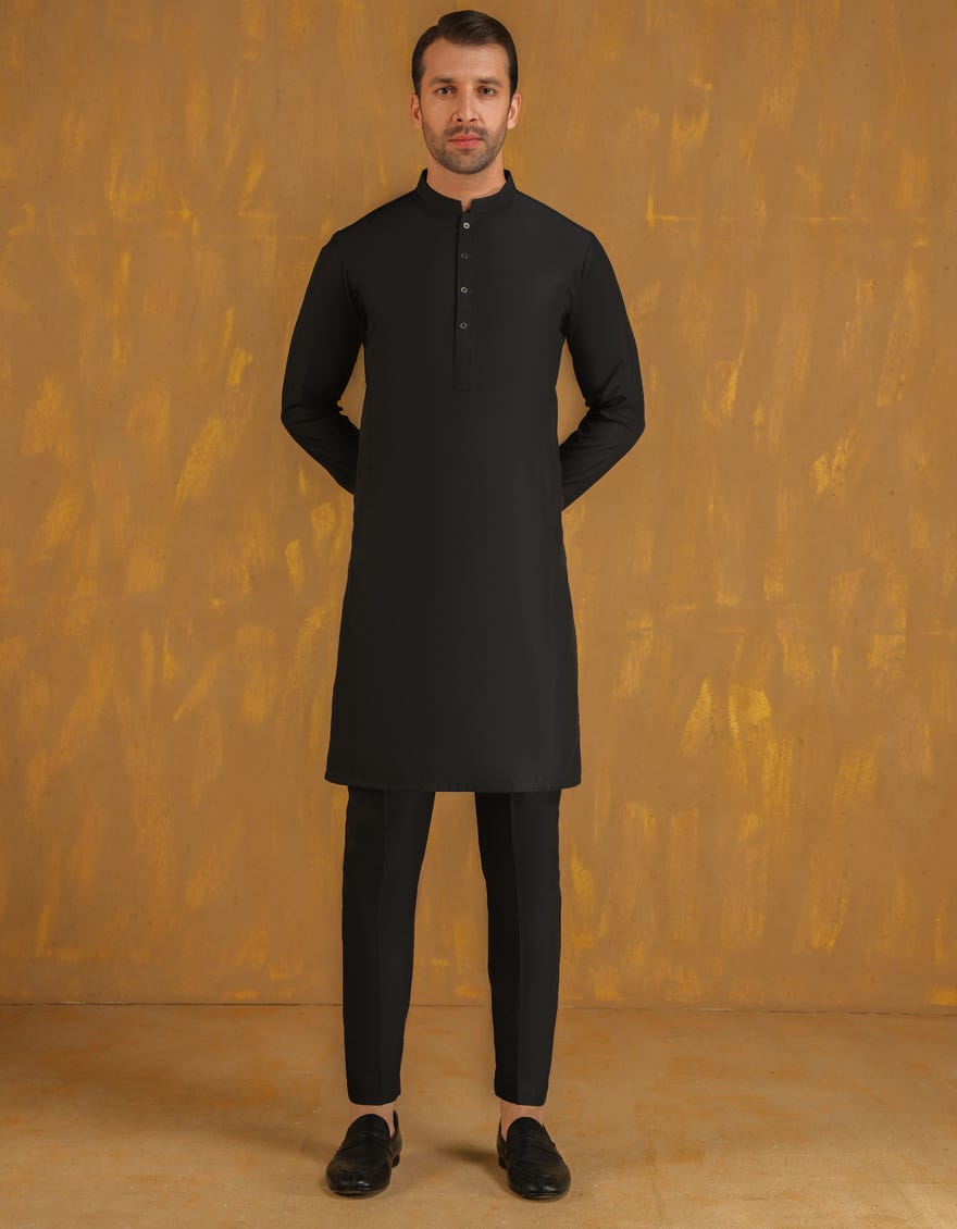 BLACK BLENDED UNSTITCHED KAMEEZ SHALWAR FABRIC | JJMS-2941