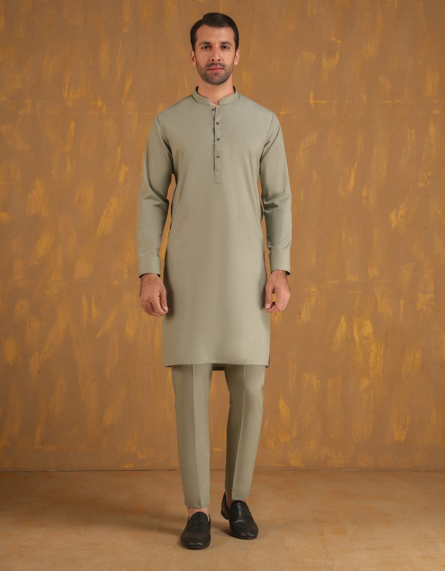 SAGE GREEN BLENDED UNSTITCHED KAMEEZ SHALWAR FABRIC