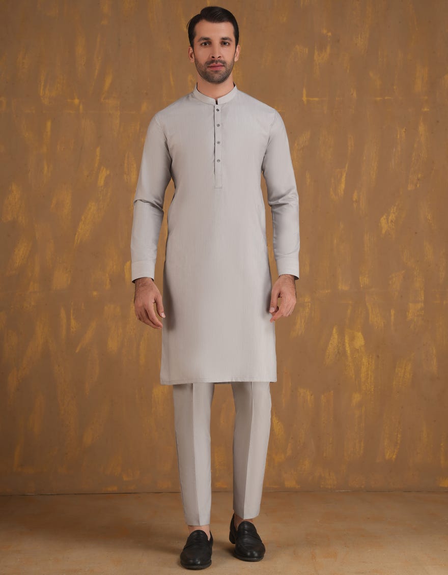 SMOKE GREY BLENDED UNSTITCHED KAMEEZ SHALWAR FABRIC