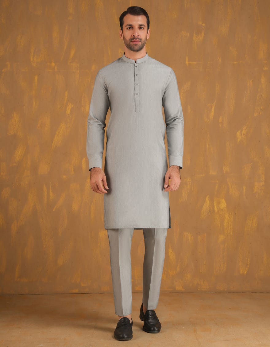 GREY BLENDED UNSTITCHED KAMEEZ SHALWAR FABRIC