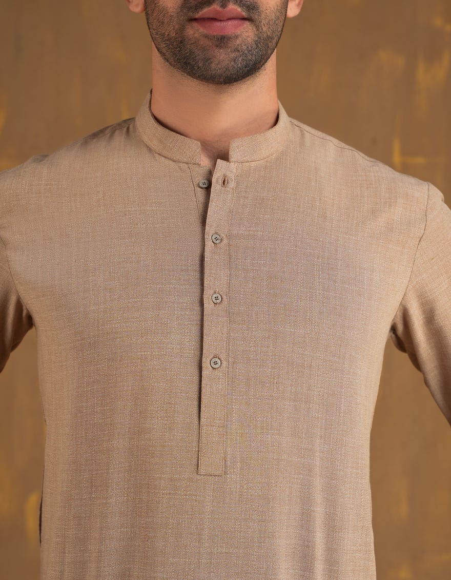 BEIGE BLENDED UNSTITCHED KAMEEZ SHALWAR FABRIC