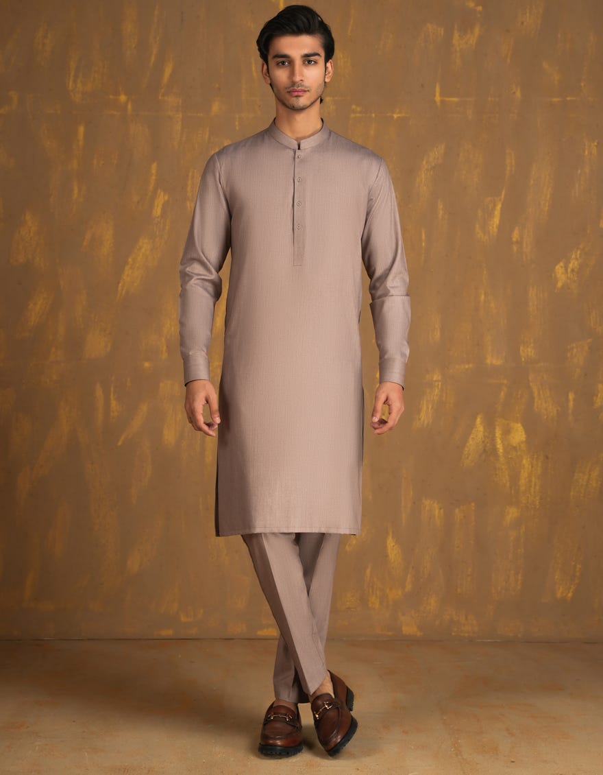 LIGHT BROWN BLENDED UNSTITCHED KAMEEZ SHALWAR FABRIC | JJMS-2976