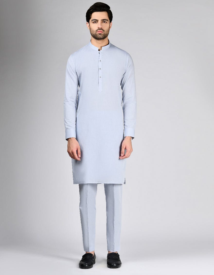 ICE BLUE BLENDED UNSTITCHED KAMEEZ SHALWAR FABRIC | JJMS-2993