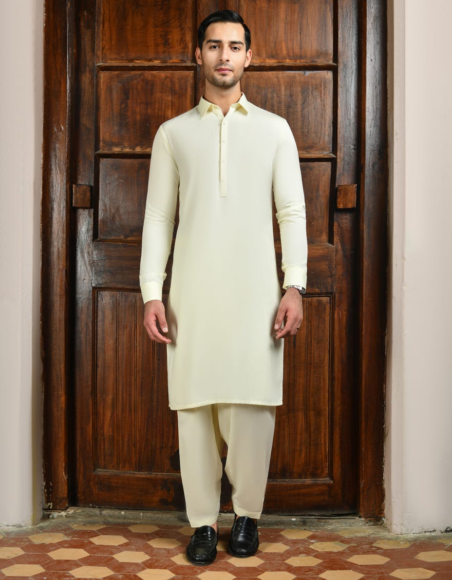 CREAM BOSKI UNSTITCHED KAMEEZ SHALWAR FABRIC