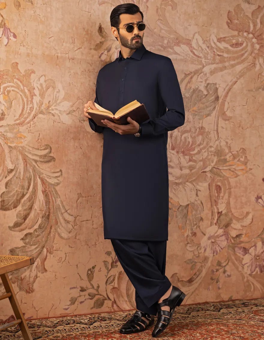 BLUE BLENDED UNSTITCHED KAMEEZ SHALWAR FABRIC | JJMS-3005-R8