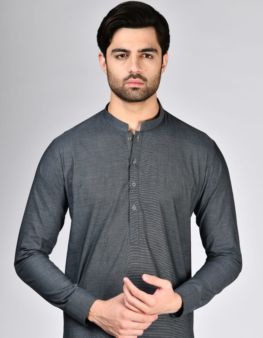 PEBBLE GREY COTTON UNSTITCHED KAMEEZ SHALWAR FABRIC | JJMS-3021
