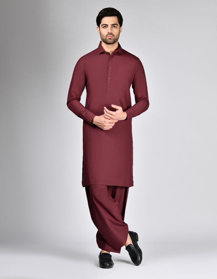 PLUM BLENDED UNSTITCHED KAMEEZ SHALWAR FABRIC | JJMS-3026