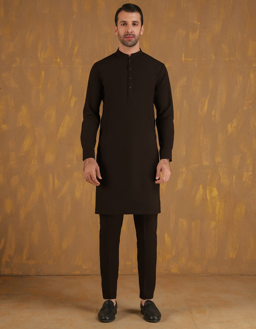ESPRESSO BROWN BLENDED UNSTITCHED KAMEEZ SHALWAR FABRIC | JJMS-3029