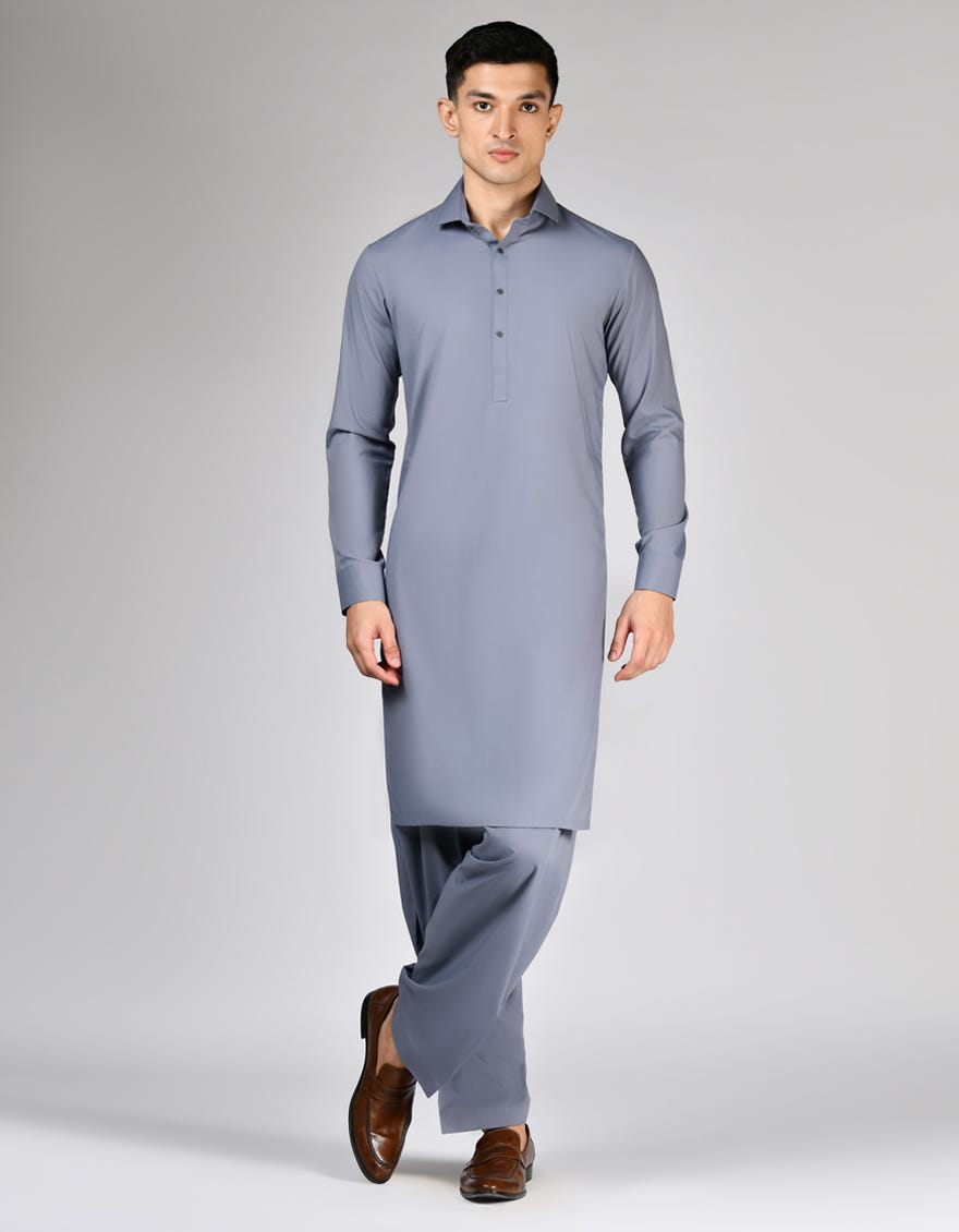 LIGHT GREY BLENDED UNSTITCHED KAMEEZ SHALWAR FABRIC | JJMS-3036