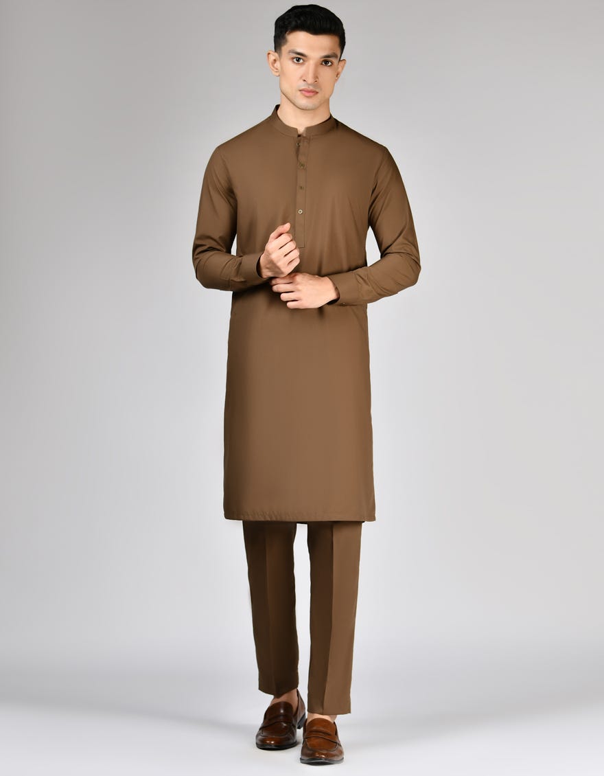 CARAMEL BLENDED UNSTITCHED KAMEEZ SHALWAR FABRIC | JJMS-3037