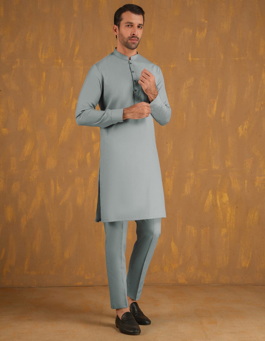 BLUE BLENDED UNSTITCHED KAMEEZ SHALWAR FABRIC