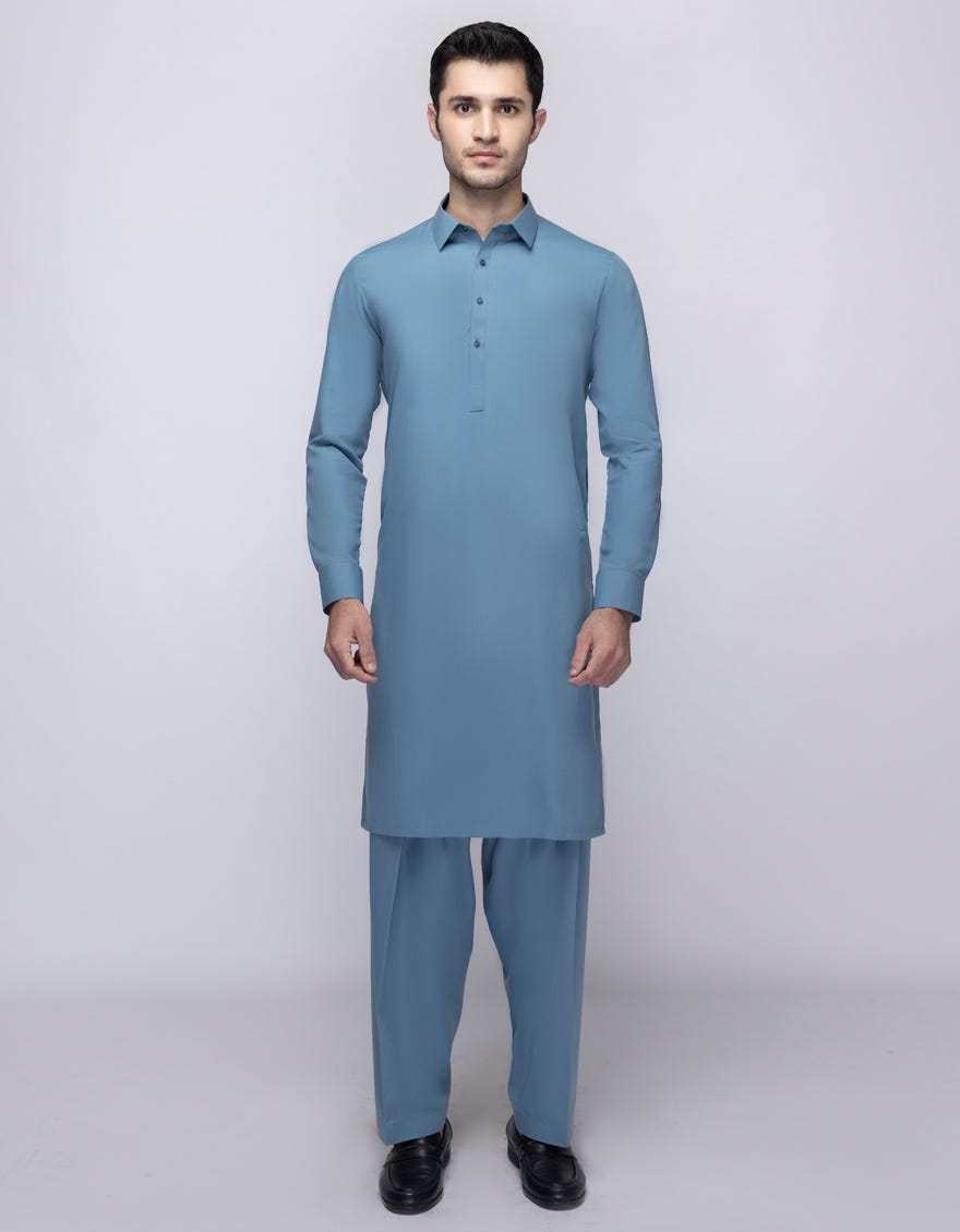 TEAL UNSTITCHED KAMEEZ SHALWAR FABRIC | JJMS-3052