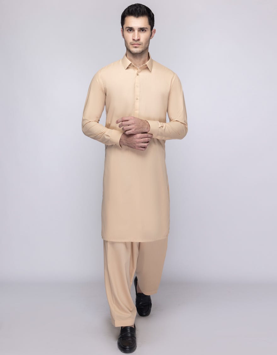 DARK BEIGE UNSTITCHED KAMEEZ SHALWAR FABRIC | JJMS-3053