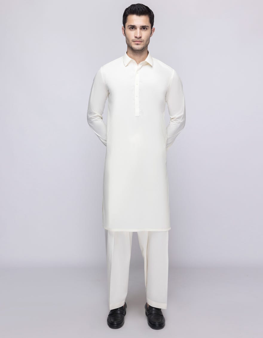 CREAM BLENDED UNSTITCHED KAMEEZ SHALWAR FABRIC | JJMS-3054