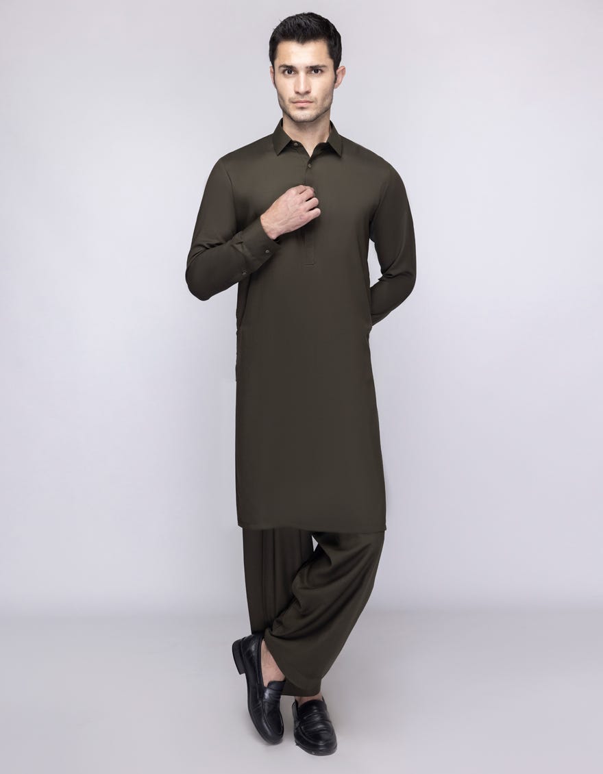 FOREST GREEN BLENDED UNSTITCHED KAMEEZ SHALWAR FABRIC | JJMS-3059