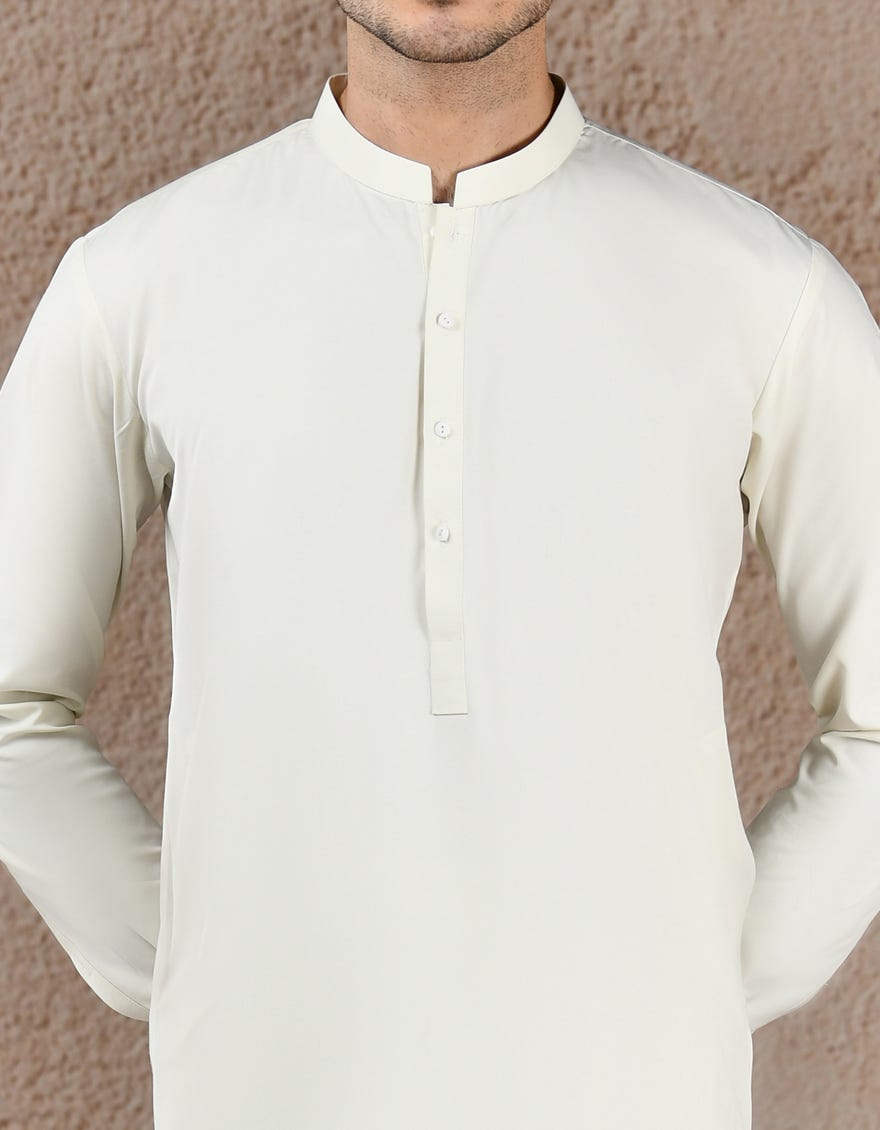 CREAM BLENDED UNSTITCHED KAMEEZ SHALWAR FABRIC