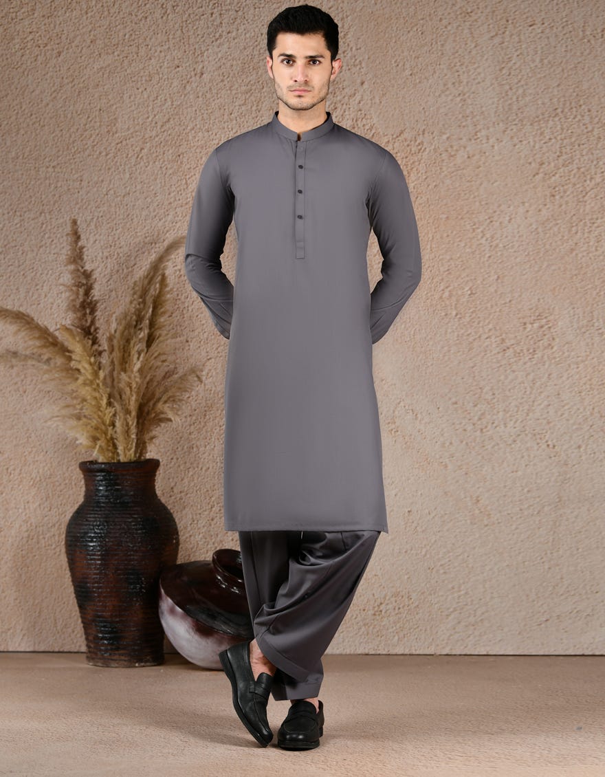 STONE GREY BLENDED UNSTITCHED KAMEEZ SHALWAR FABRIC