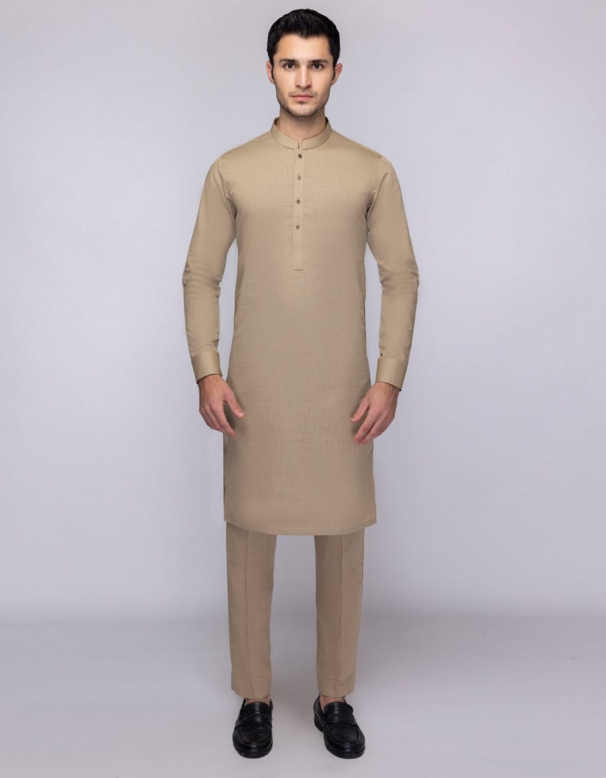 BEIGE BLENDED UNSTITCHED KAMEEZ SHALWAR FABRIC | JJMS-3081