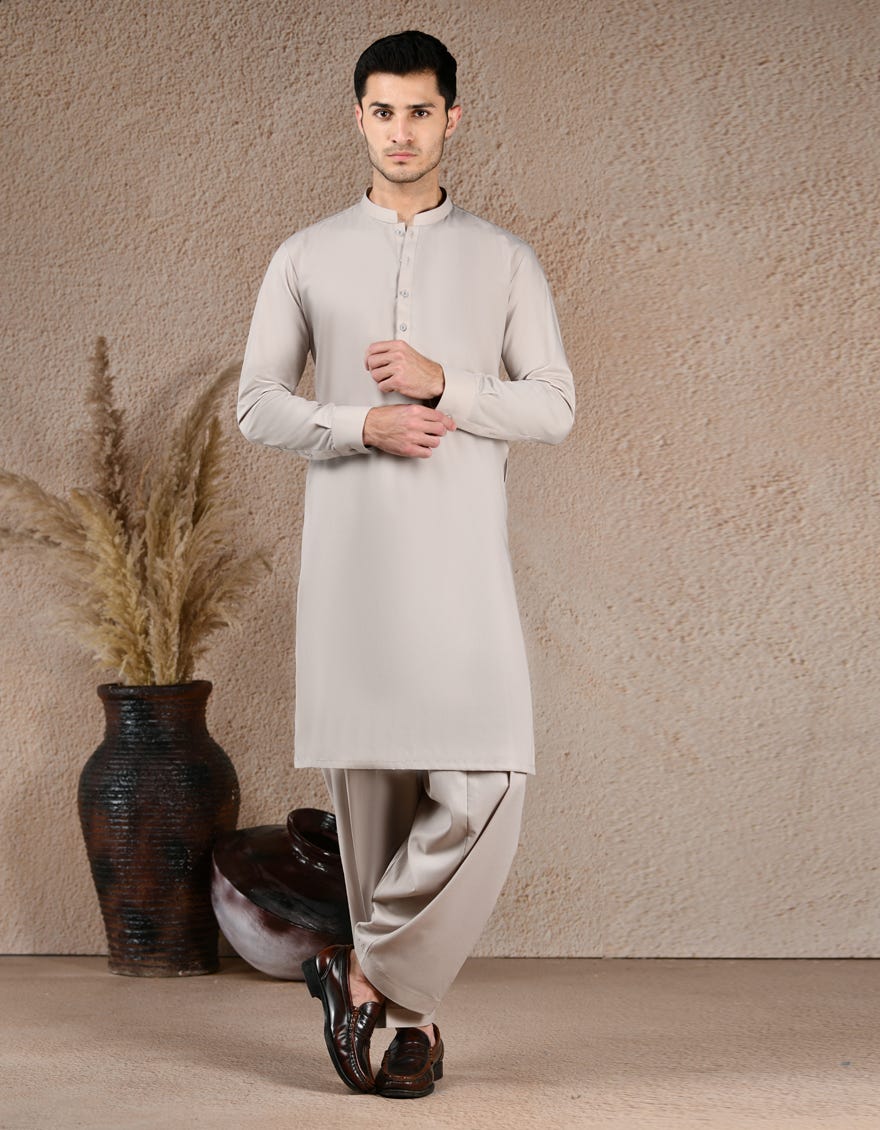 BEIGE BLENDED UNSTITCHED KAMEEZ SHALWAR FABRIC