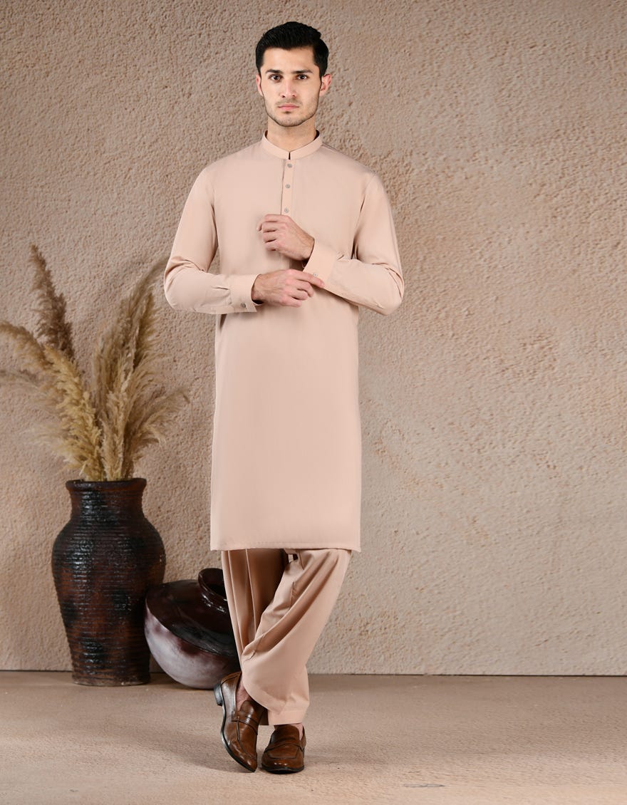 PEACH BLENDED UNSTITCHED KAMEEZ SHALWAR FABRIC