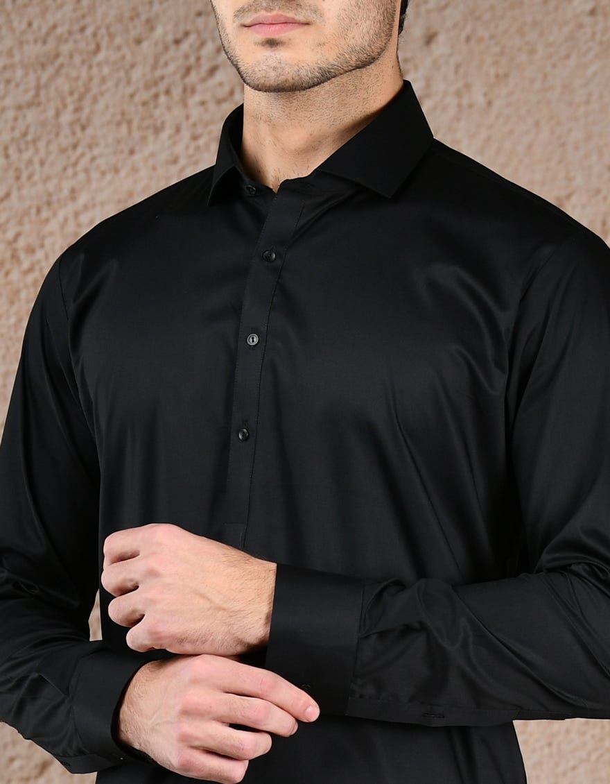 BLACK COTTON UNSTITCHED KAMEEZ SHALWAR FABRIC