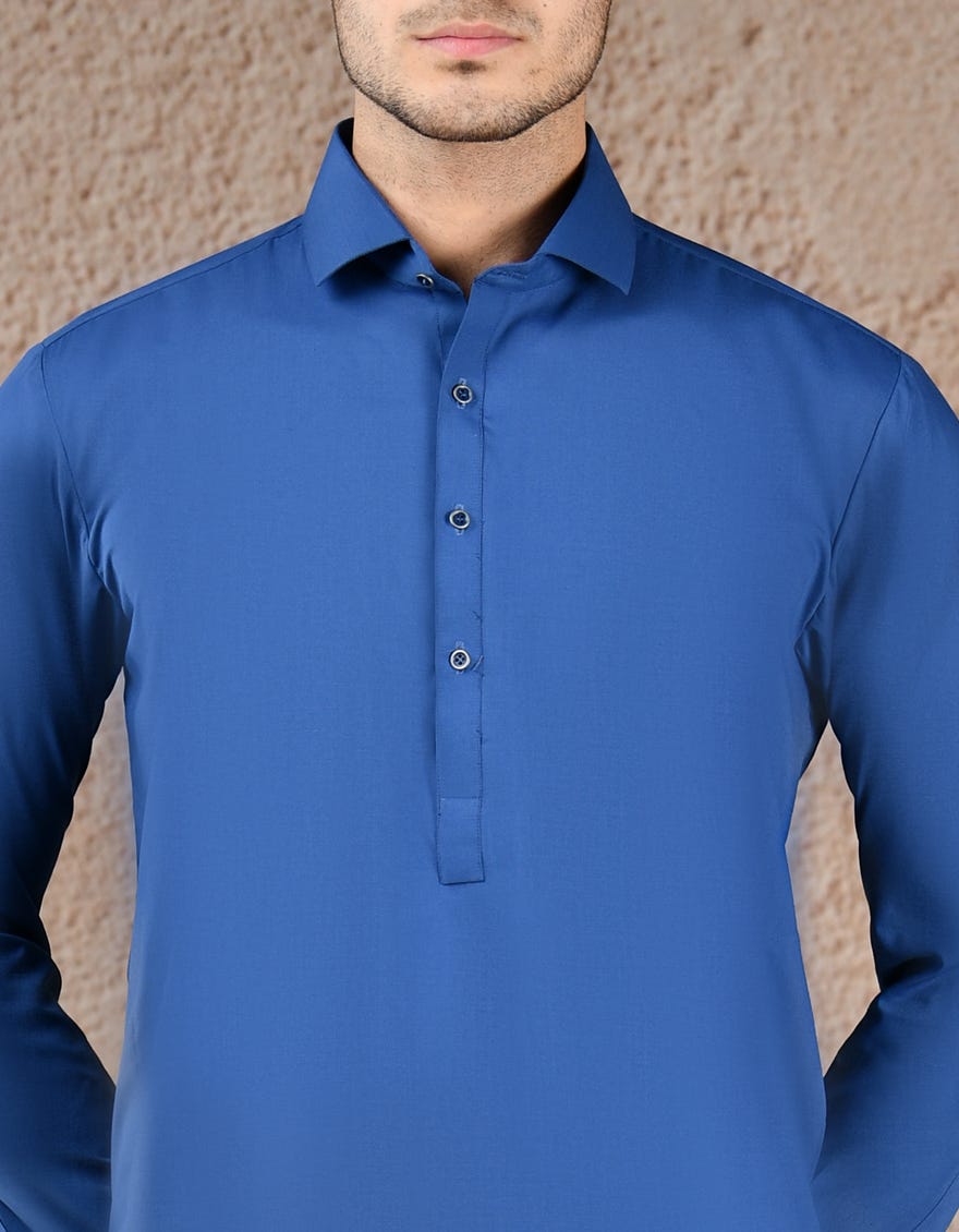 COBALT BLUE BLENDED UNSTITCHED KAMEEZ SHALWAR FABRIC