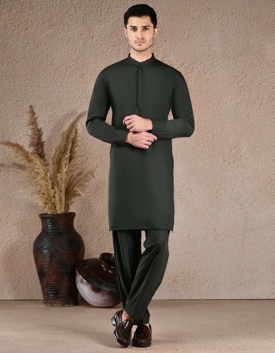FOREST GREEN BLENDED UNSTITCHED KAMEEZ SHALWAR FABRIC