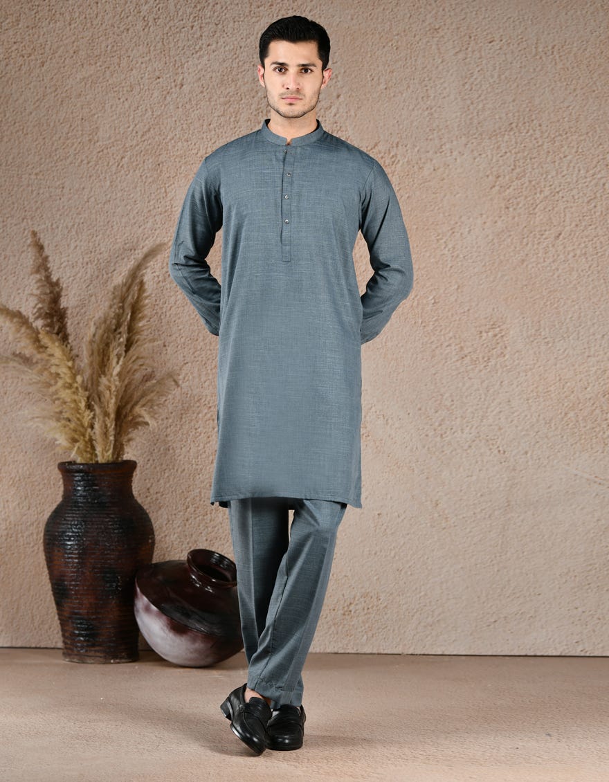 ASH GREY BLENDED UNSTITCHED KAMEEZ SHALWAR FABRIC
