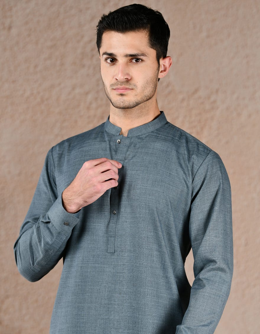 ASH GREY BLENDED UNSTITCHED KAMEEZ SHALWAR FABRIC