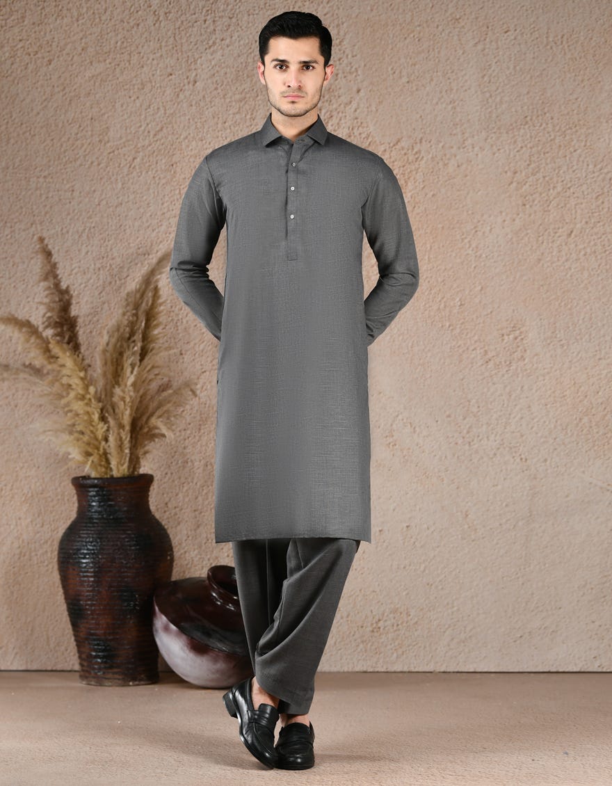 GREY BLENDED UNSTITCHED KAMEEZ SHALWAR FABRIC