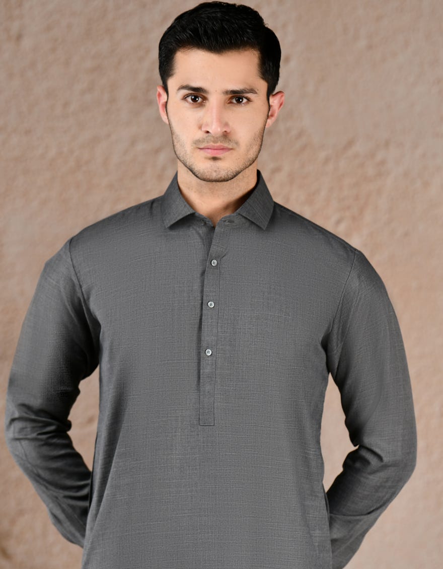 GREY BLENDED UNSTITCHED KAMEEZ SHALWAR FABRIC