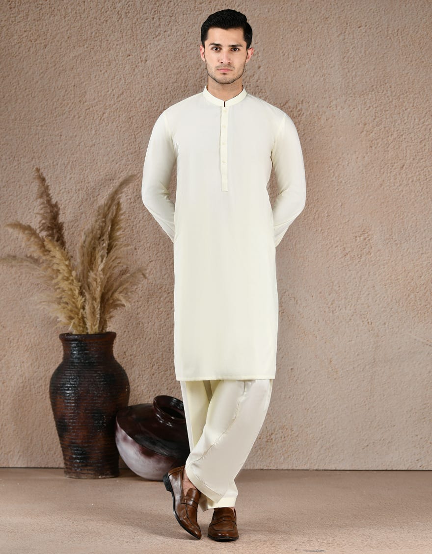 IVORY BLENDED UNSTITCHED KAMEEZ SHALWAR FABRIC