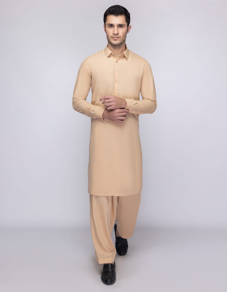 BEIGE BLENDED UNSTITCHED KAMEEZ SHALWAR FABRIC