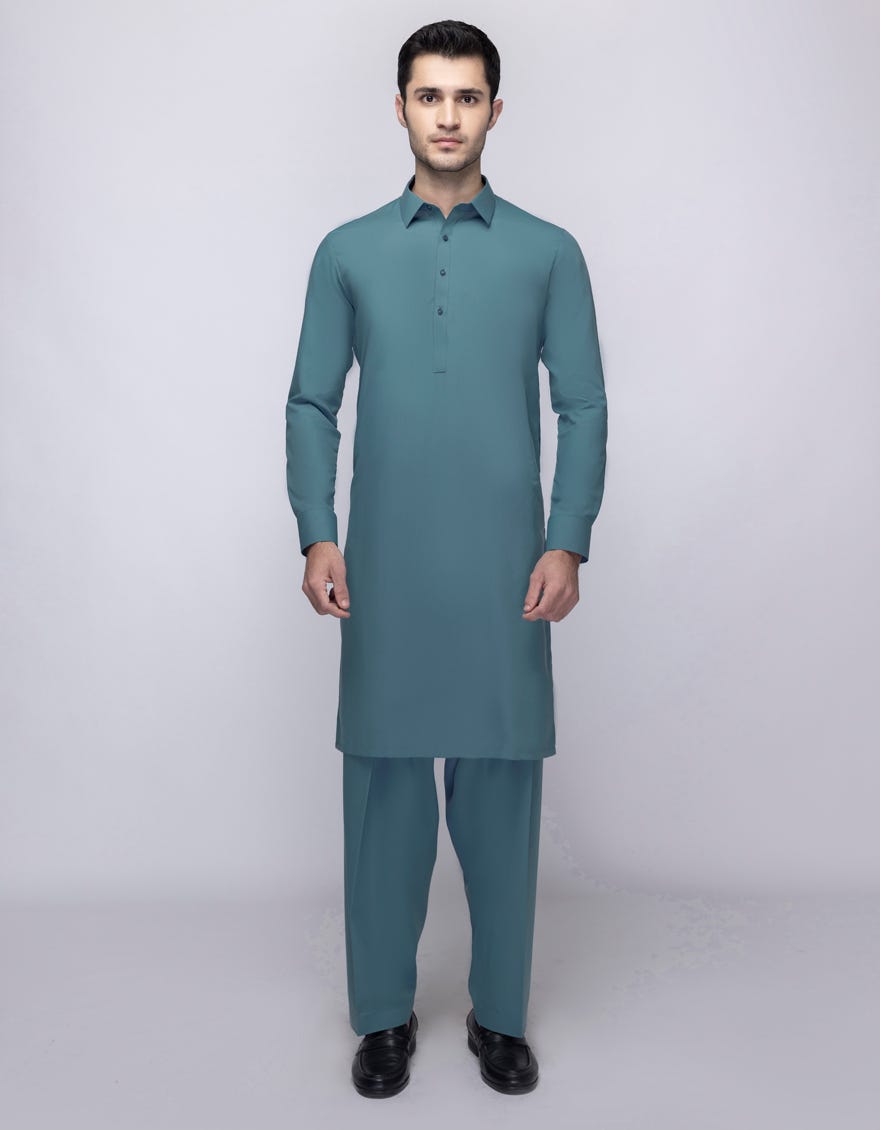 SEA GREEN BLENDED UNSTITCHED KAMEEZ SHALWAR FABRIC