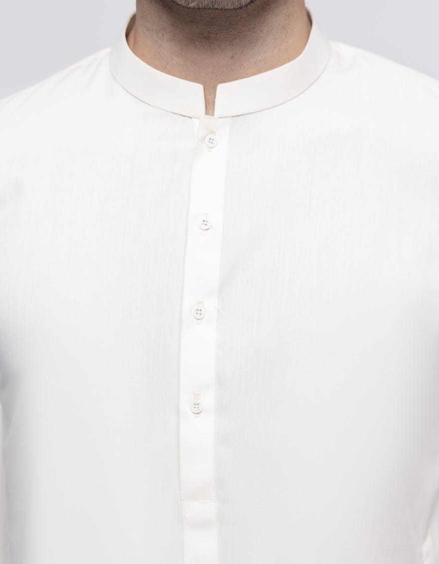 OFF WHITE BLENDED UNSTITCHED KAMEEZ SHALWAR FABRIC