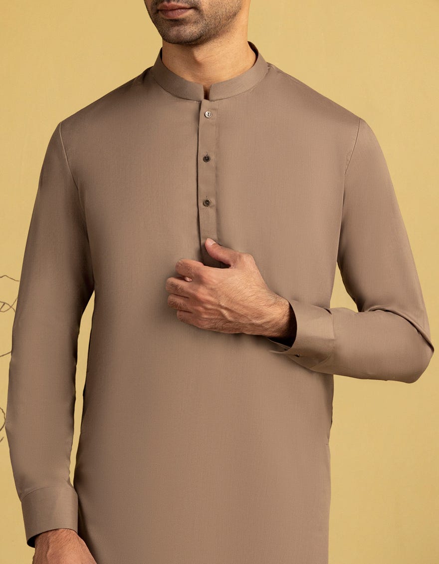 MUD BROWN BLENDED UNSTITCHED KAMEEZ SHALWAR FABRIC