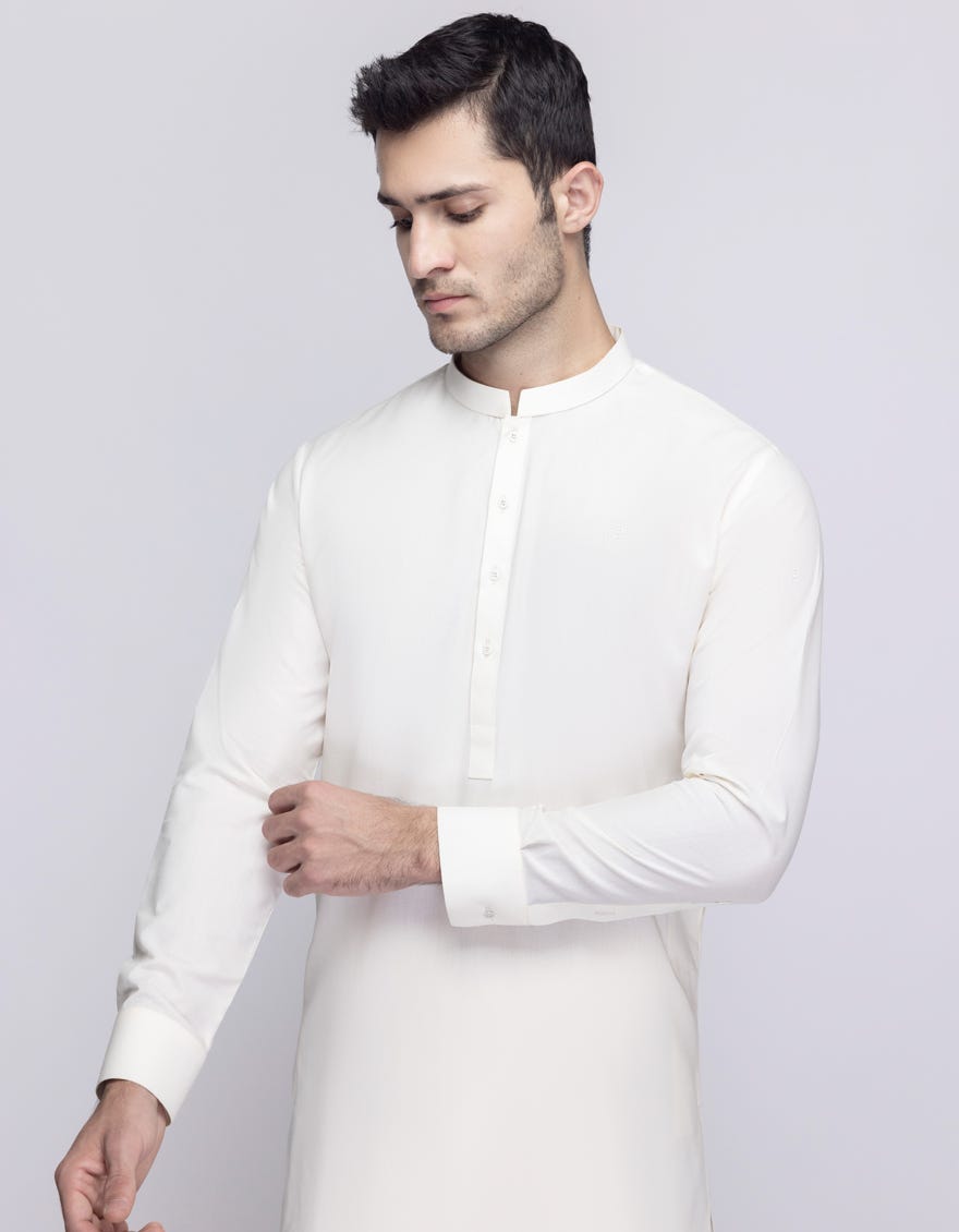 WHITE COTTON UNSTITCHED KAMEEZ SHALWAR FABRIC