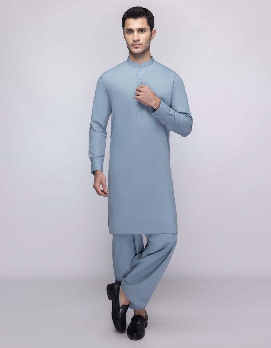 SKY BLUE COTTON UNSTITCHED KAMEEZ SHALWAR FABRIC