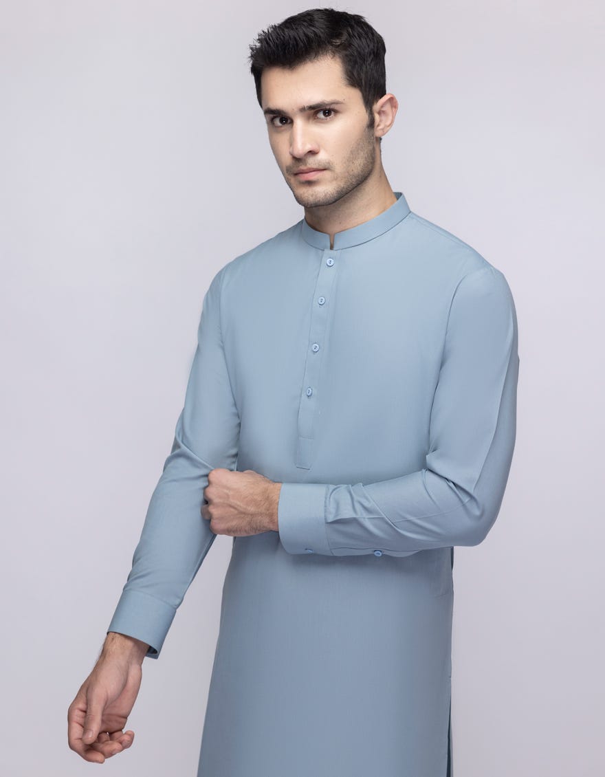 SKY BLUE COTTON UNSTITCHED KAMEEZ SHALWAR FABRIC