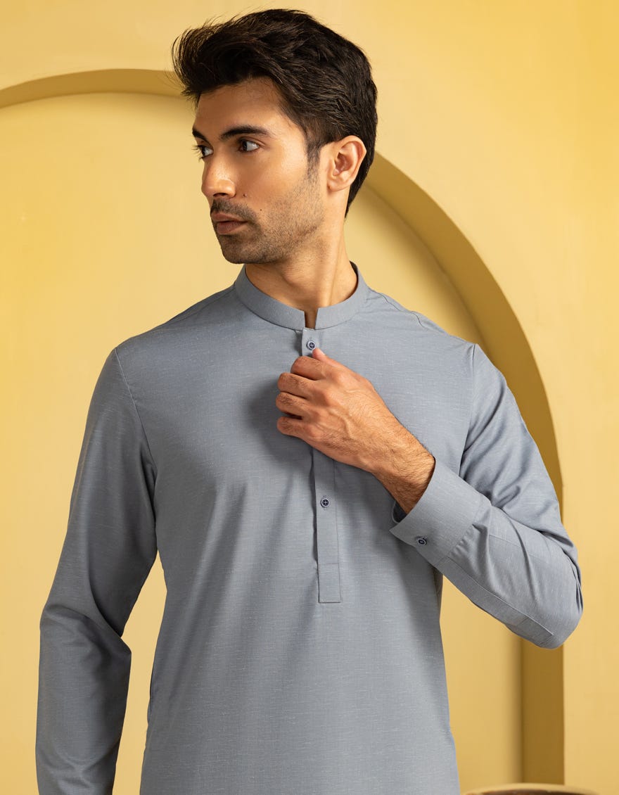 GREY BLENDED UNSTITCHED KAMEEZ SHALWAR FABRIC