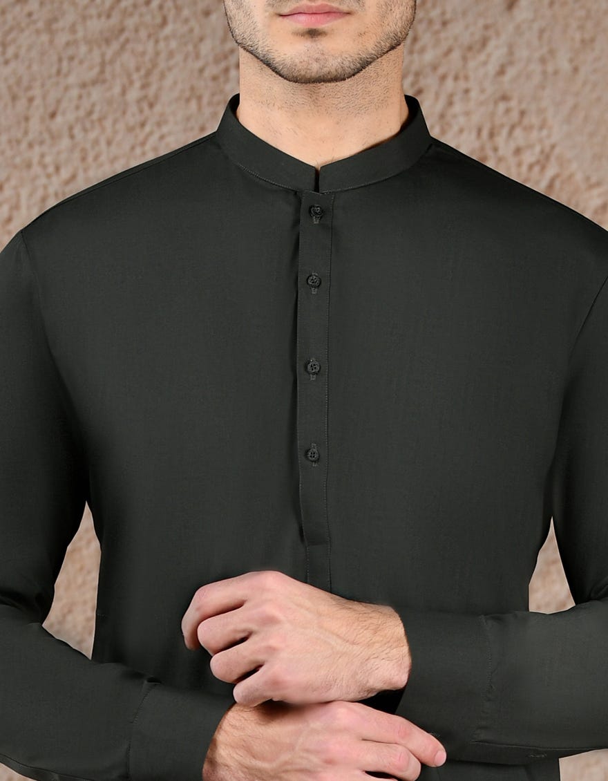 BOTTLE GREEN BLENDED UNSTITCHED KAMEEZ SHALWAR FABRIC