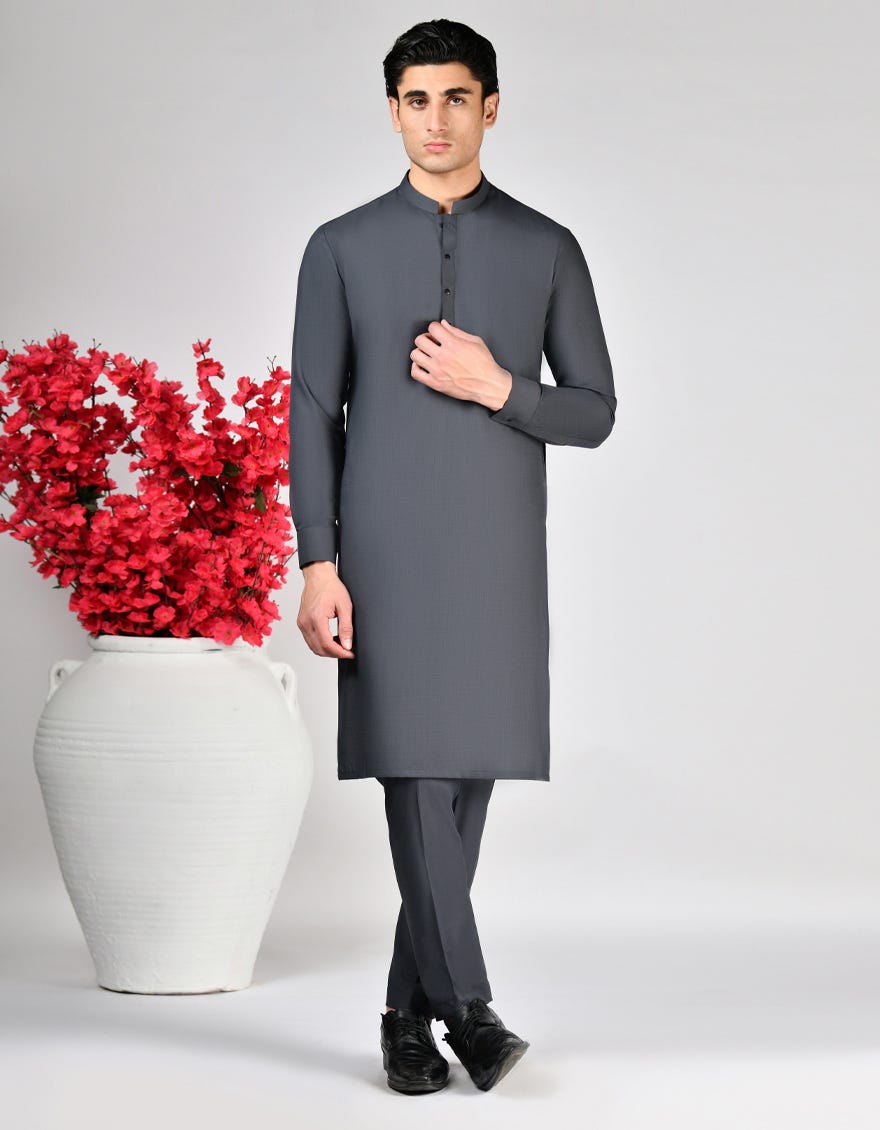 GREY COTTON UNSTITCHED KAMEEZ SHALWAR FABRIC