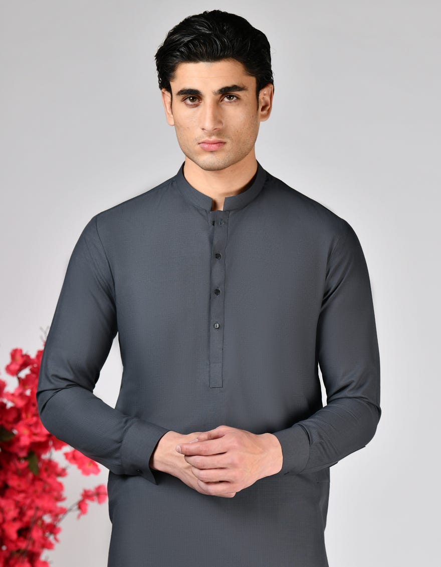 DARK GREY BLENDED UNSTITCHED KAMEEZ SHALWAR FABRIC