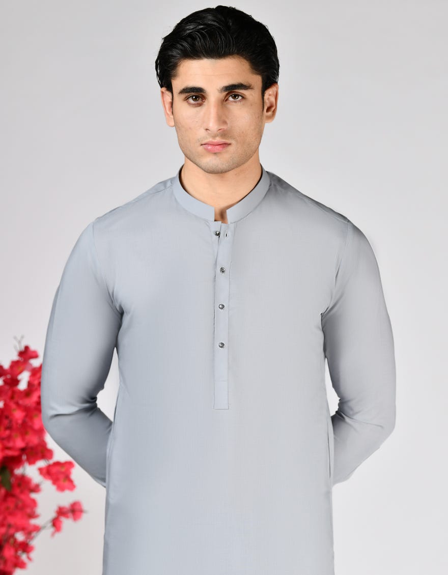 LIGHT GREY BLENDED UNSTITCHED KAMEEZ SHALWAR FABRIC